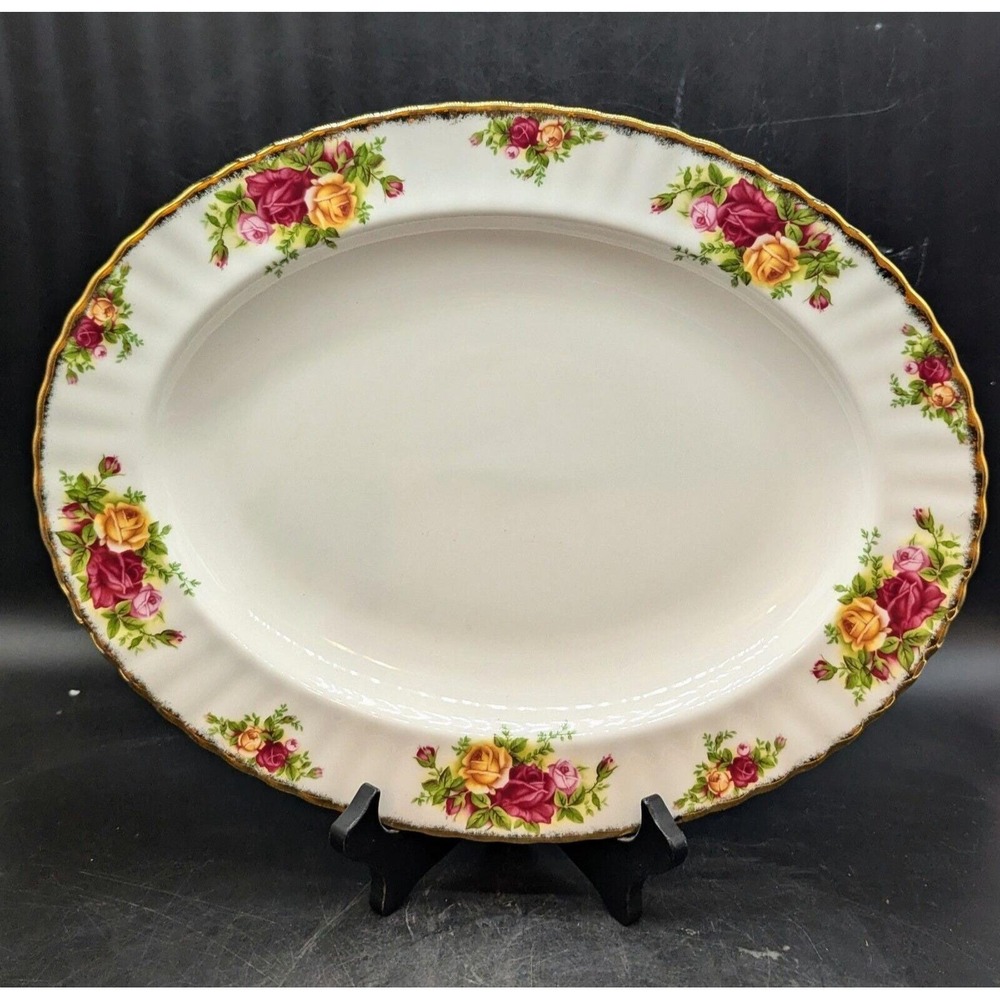 Vintage Royal Albert Old Country Roses 13" Oval Serving Platter Flower Floral